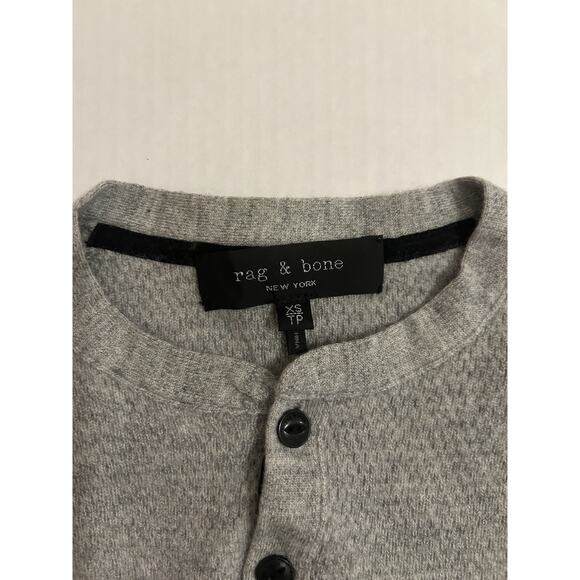 Rag & Bone X-Small Gray Merino Wool Blend Long Sleeve Henley Pullover Sweater - Picture 4 of 12